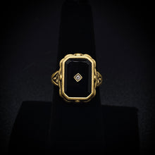 Load image into Gallery viewer, Antiqued 14K Gold Onyx Mourning Ring