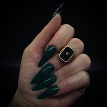 Load image into Gallery viewer, Antiqued 14K Gold Onyx Mourning Ring