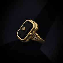 Load image into Gallery viewer, Antiqued 14K Gold Onyx Mourning Ring