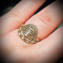 Load image into Gallery viewer, Preorder Lamb Casket Handle Ring Antiqued 14k Gold
