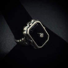 Load image into Gallery viewer, Antiqued Sterling Silver Onyx Mourning Ring
