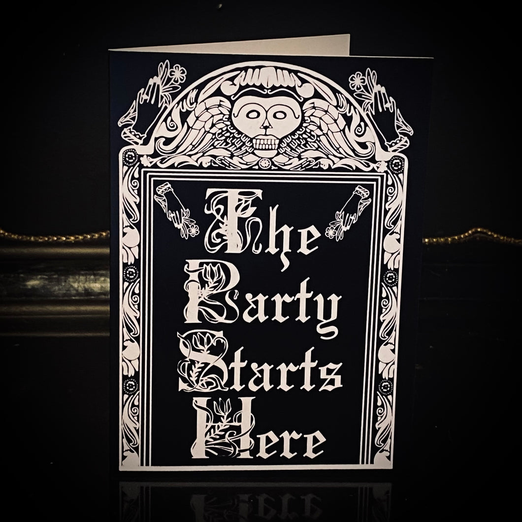 The Party Starts Here Memento Mori Blank Greeting Card hi